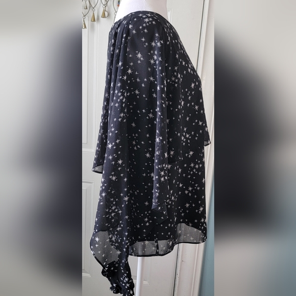 Laundry by Shelli Segal Blouse Women's 8 Black & White Twinkle Star Long-sleeved - Picture 5 of 16